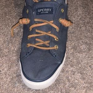 navy blue crest vibe speedy slide ons